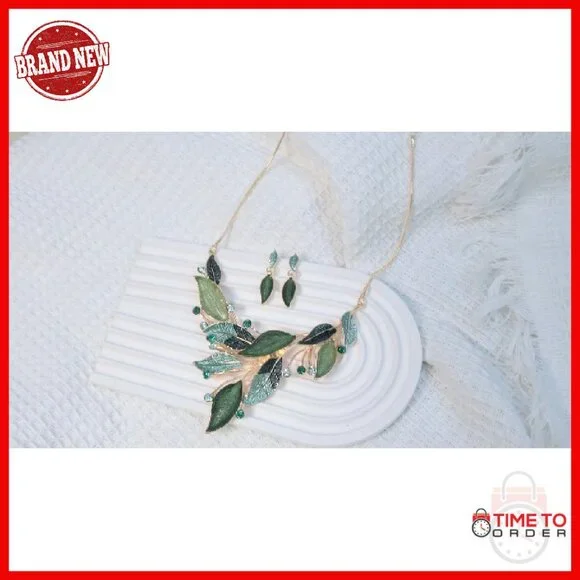 Vintage Chunky Statement Jewelry Set Leaf Floral Geometric Boho Necklace